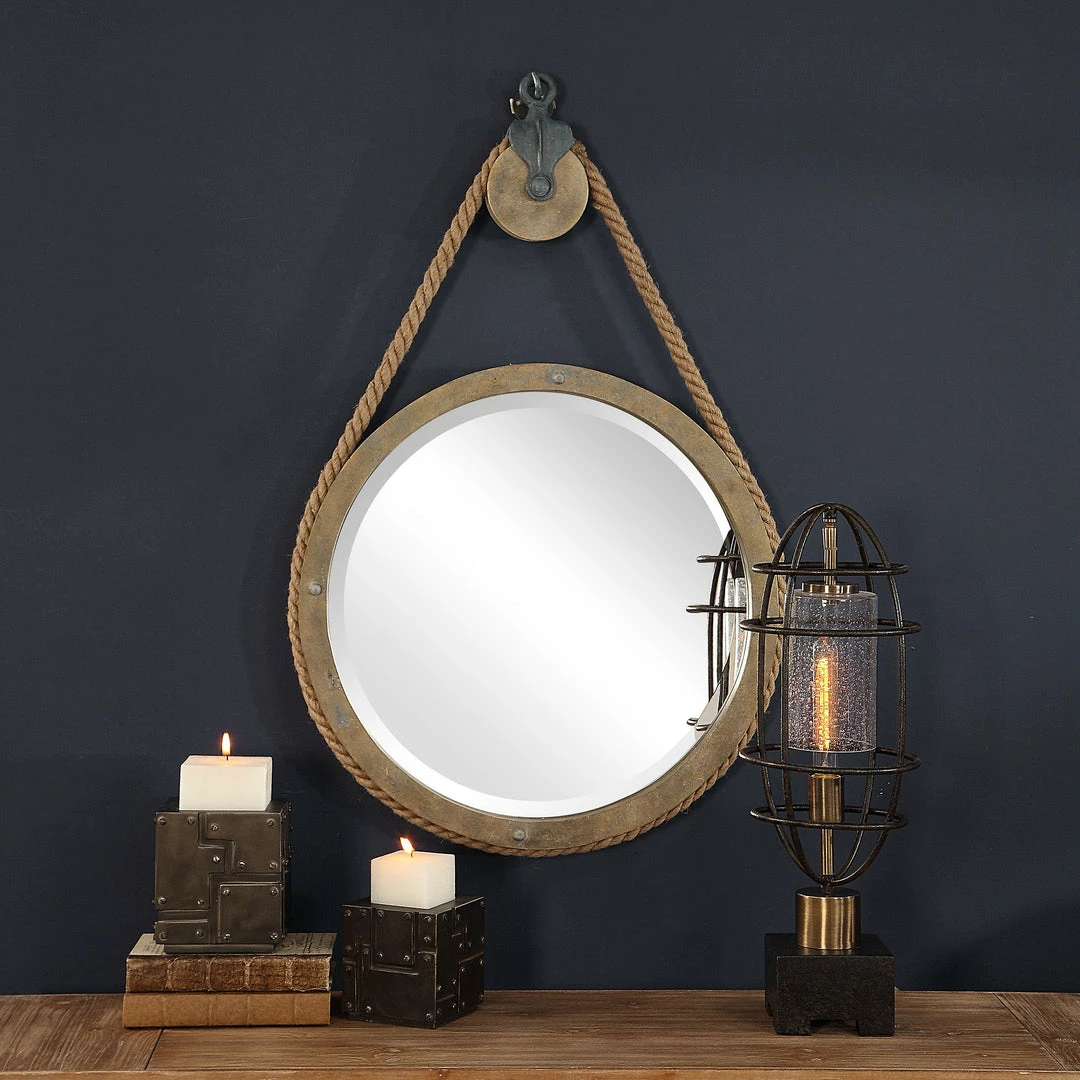 Discount ๐ Accessories Uttermost Melton Round Pulley Mirror ๐ 4 Accessories Uttermost Melton Round Pulley Mirror