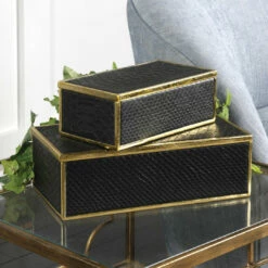 Table Decor Uttermost Ukti Alligator Patterned Boxes S/2