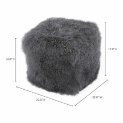 Moe's Home Collection Accessories Lamb Fur Pouf Smoke