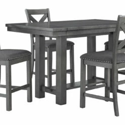 Signature Design By Ashley® Myshanna - Dark Gray - 5 Pc. - Counter Extension Table, 4 Barstools