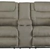 Ashley Furniture Mccade - Cobblestone - Dbl Rec Loveseat W/console Reclining Furniture