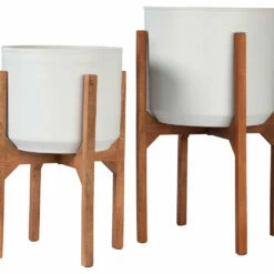 Ashley Furniture Dorcey - White/brown - Planter Set (2/cn)