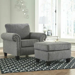Benchcraft® Agleno - Charcoal - 2 Pc. - Chair With Ottoman Chair & Ottoman Sets