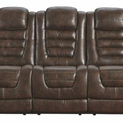Signature Design By Ashley® Sofas Game - Bark - Pwr Rec Sofa With Adj Headrest