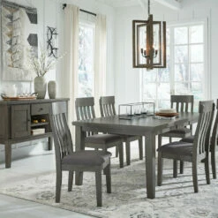 Signature Design By Ashley® Hallanden - Dark Gray - 8 Pc. - Extension Table, 6 Side Chairs, Server