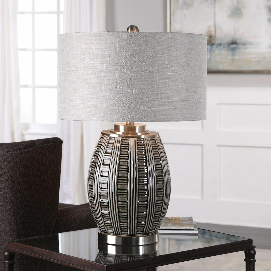 New ❤️ Accessories Uttermost Aura Ash Black Glaze Lamp 🔔 5 Accessories Uttermost Aura Ash Black Glaze Lamp