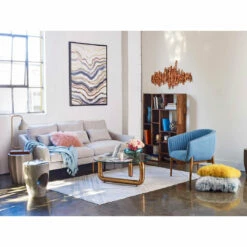 Moe's Home Collection Accessories Lamb Fur Pillow Rect. Gold