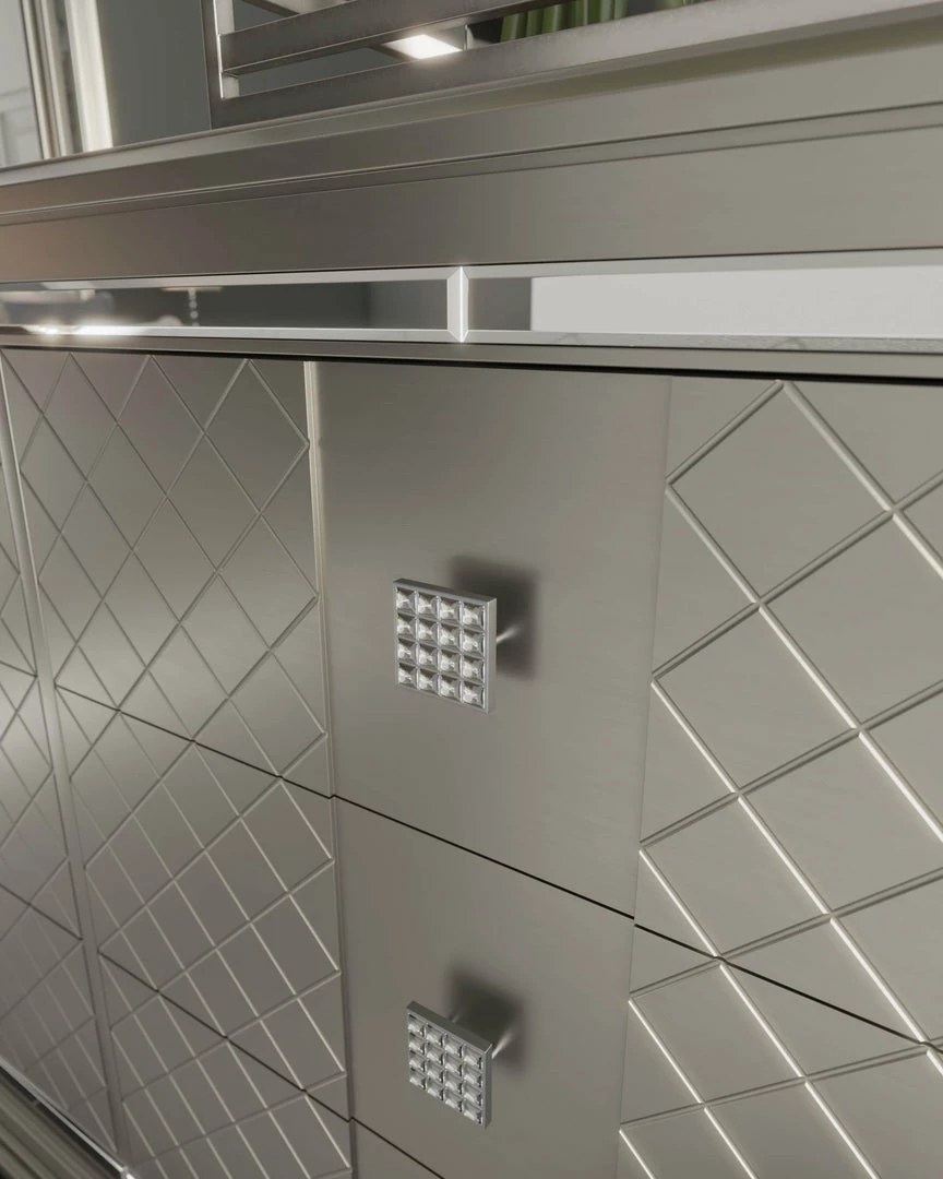 Outlet ⌛ Signature Design By Ashley® Chevanna - Platinum - 5 Pc. - 👗 Dresser, Mirror, King Upholstered Panel Bed 🔥 8 Signature Design By Ashley® Chevanna - Platinum - 5 Pc. - Dresser, Mirror, King Upholstered Panel Bed