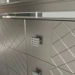 Signature Design By Ashley® Chevanna - Platinum - 5 Pc. - Dresser, Mirror, Queen Upholstered Panel Bed