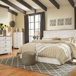 Signature Design By Ashley® Bedroom Sets Willowton - Attractive - Dresser, Mirror, Panel Headboard