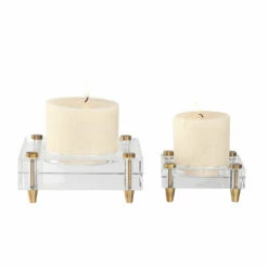 Uttermost Claire Crystal Block Candleholders, S/2 Table Decor