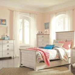 Ashley Furniture Nightstands Willowton - Brown / Beige / White - Two Drawer Night Stand