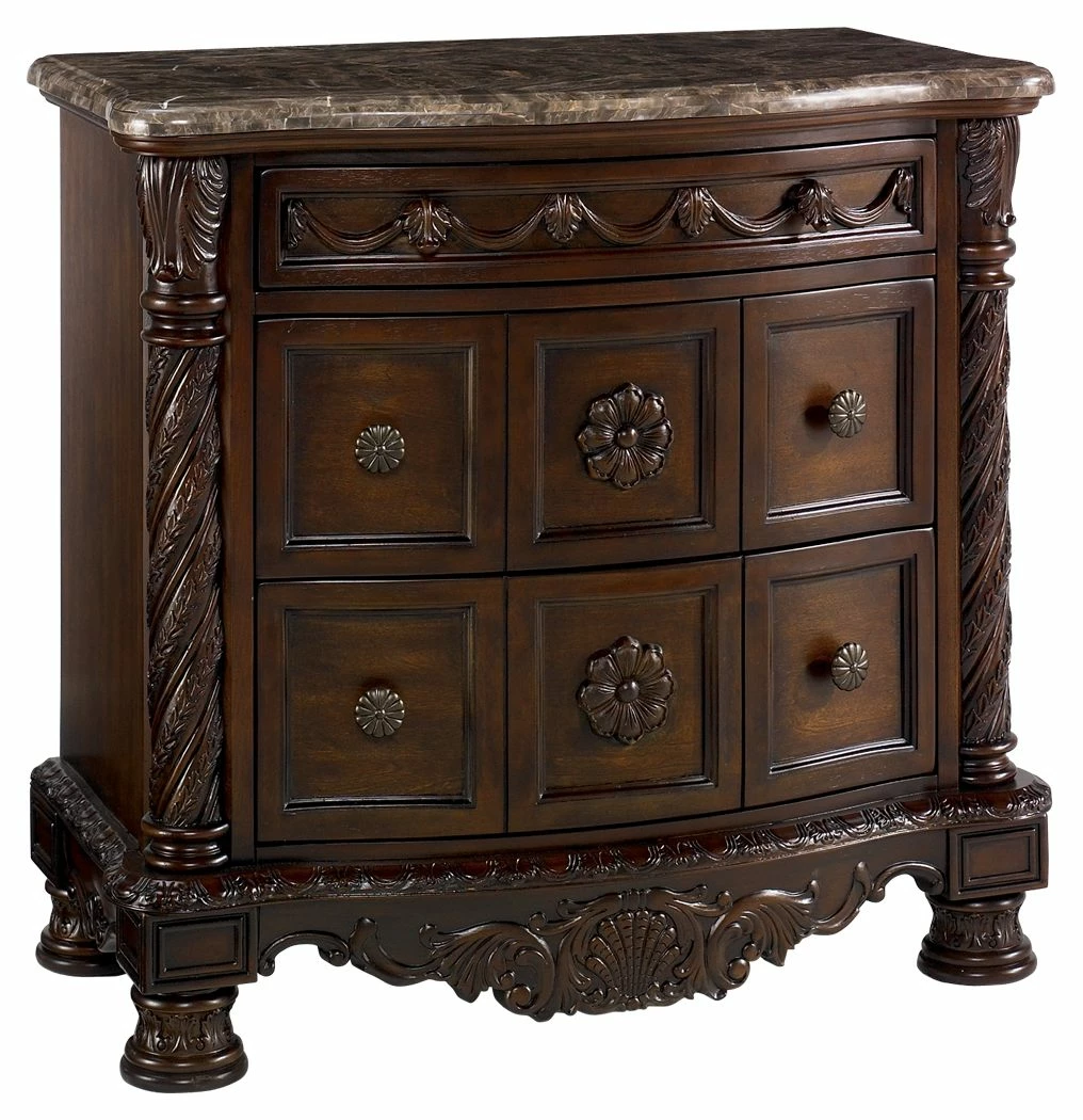 Discount 🎉 Ashley Furniture North - Dark Brown - Three Drawer Night Stand Nightstands ❤️ 3 Ashley Furniture North - Dark Brown - Three Drawer Night Stand Nightstands