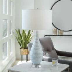 Uttermost Clariot Ribbed Blue Table Lamp Accessories