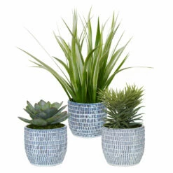 Uttermost Puebla Greenery In Blue & White Pots, S/3 Accessories