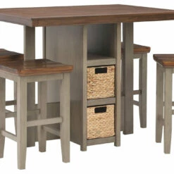 Ashley Furniture Dining Room Sets Lettner - Gray/brown - Rect Drm Counter Tbl Set(5/cn)