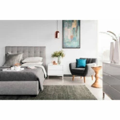 Moe's Home Collection Beds Belle Storage Bed Queen Light Grey Fabric