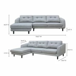 Moe's Home Collection Corey Sectional Dark Grey Left