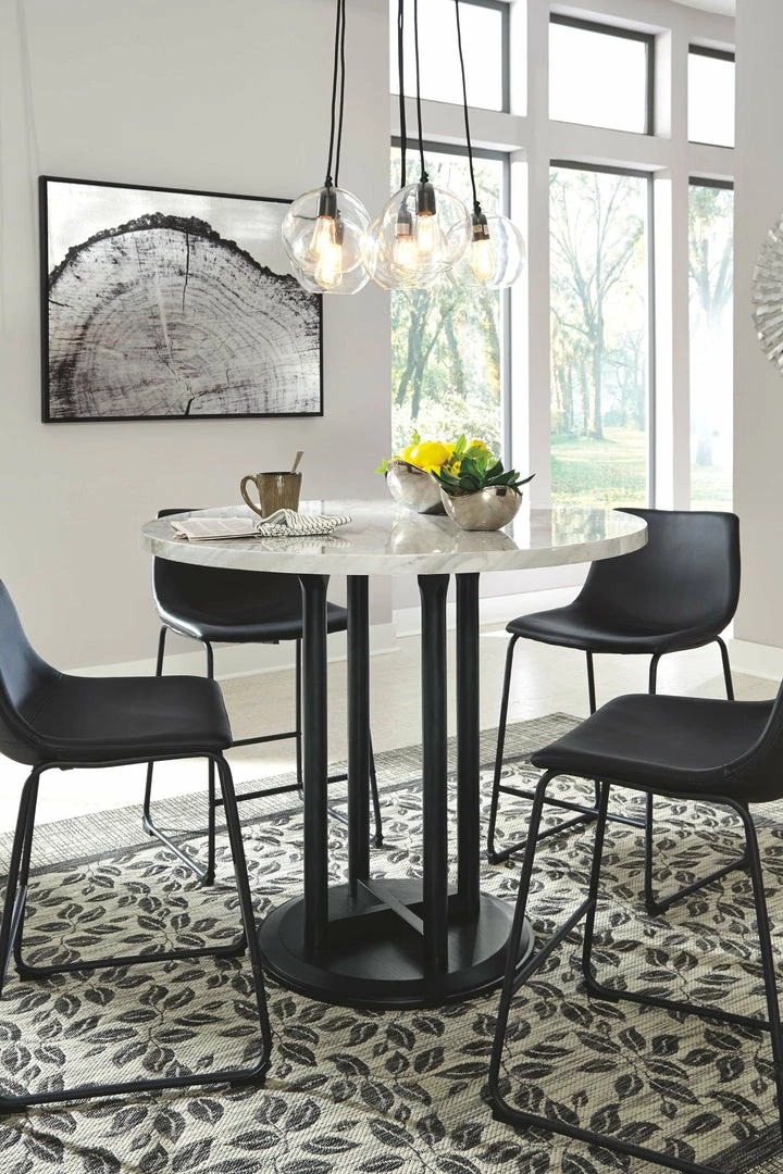 Discount 👍 Signature Design By Ashley® Centiar - Dark Gray - 5 Pc. - Counter Table, 4 Upholstered Barstools ❤️ 5 Signature Design By Ashley® Centiar - Dark Gray - 5 Pc. - Counter Table, 4 Upholstered Barstools