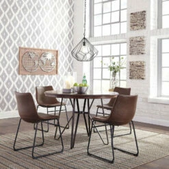 Signature Design By Ashley® Centiar - Ultimate Best In Class Round Dining Room Table, 4 Upholstered Side Chairs