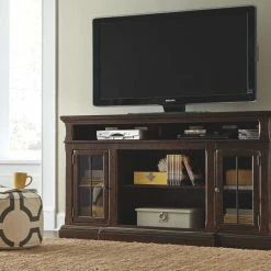 Buy 🎁 Ashley Furniture Roddinton - Dark Brown - Xl Tv Stand W/fireplace Option ❤️ 23 Ashley Furniture Roddinton - Dark Brown - Xl Tv Stand W/fireplace Option