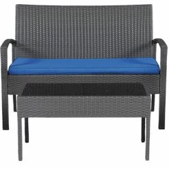 Signature Design By Ashley® Outdoor Sets Alina - Gray/blue - Love/chairs/table Set (4/cn)