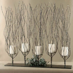 Table Decor Uttermost Fedora Dark Brown Candleholder