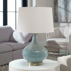 Accessories Uttermost Celinda Blue Gray Glass Lamp