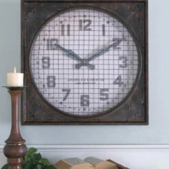 Uttermost Warehouse Wall Clock W/ Grill