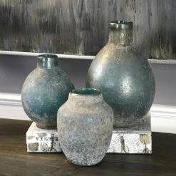 Table Decor Uttermost Mercede Weathered Blue-Green Vases S/3