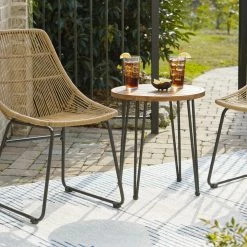 Ashley Furniture Coral - Light Brown/black - Chairs W/table Set (3/cn)