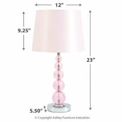 Ashley Furniture Accessories Letty - Pink - Crystal Table Lamp (1/cn)