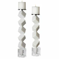 Table Decor Uttermost Casen Marble Cube Candleholders, S/2