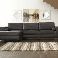 Signature Design By Ashley® Nokomis - Gray Dark - Laf Chaise & Raf Sofa Sectional Sectionals