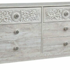 Ashley Furniture Paxberry - Opaque Whitewash - Six Drawer Dresser - Medallion Drawer Pulls