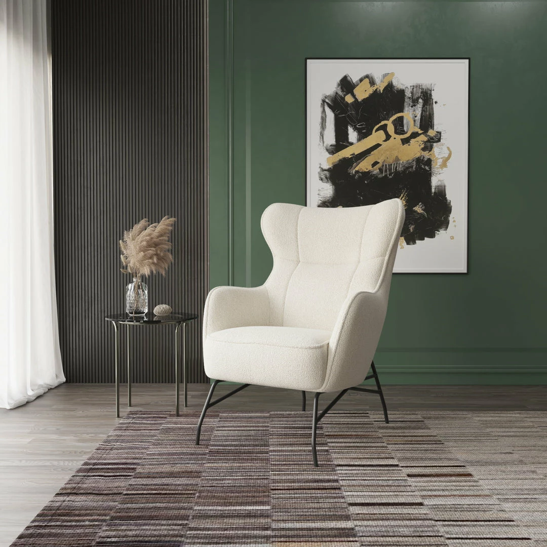 Buy ๐ Emerald Home Chairs Franky Accent Chair, Cream Boucle ๐ 9 Emerald Home Chairs Franky Accent Chair, Cream Boucle