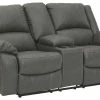 Ashley Furniture Calderwell - Gray - Dbl Rec Loveseat W/console