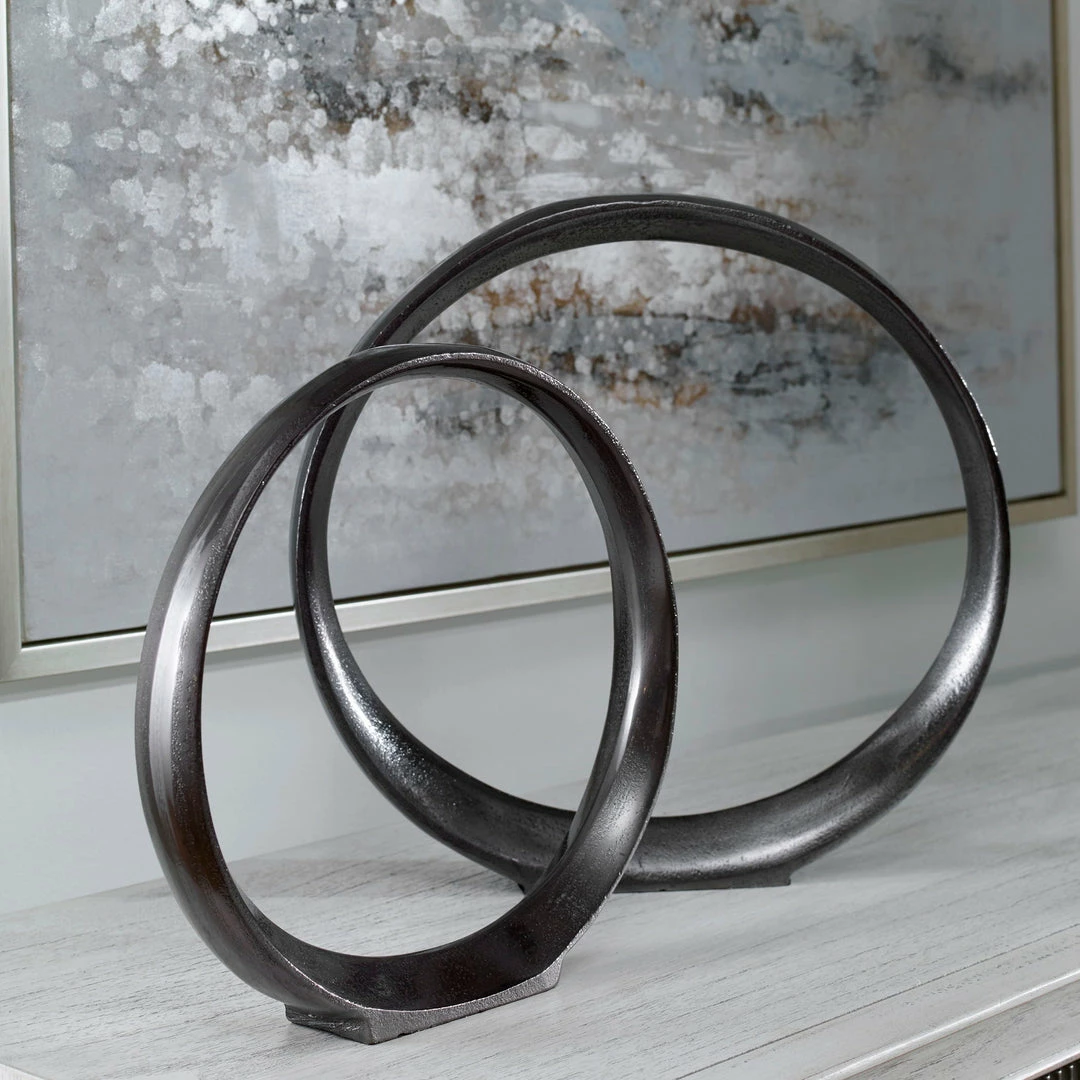 Flash Sale ⌛ Table Decor Uttermost Orbits Black Ring Sculptures, S/2 🤩 8 Table Decor Uttermost Orbits Black Ring Sculptures, S/2