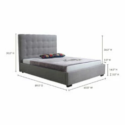 Moe's Home Collection Beds Belle Storage Bed Queen Light Grey Fabric