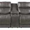 Ashley Furniture Reclining Furniture Erlangen - Midnight - Pwr Rec Loveseat/con/adj Hdrst