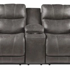 Ashley Furniture Reclining Furniture Erlangen - Midnight - Pwr Rec Loveseat/con/adj Hdrst