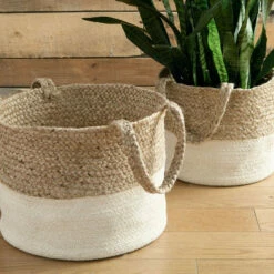 Ashley Furniture Parrish - Natural/white - Basket Set (2/cn) Table Decor