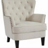 Wholesale 👏 Ashley Furniture Romansque - Beige - Accent Chair - Gunmetal Finish Chairs 🧨 2 Ashley Furniture Romansque - Beige - Accent Chair - Gunmetal Finish Chairs
