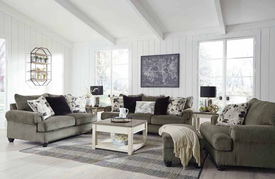 Outlet 🤩 Benchcraft® Living Room Sets Sembler - Cobblestone - 4 Pc. - Sofa, Loveseat, Chair And A Half, Ottoman 🤩 3 Benchcraft® Living Room Sets Sembler - Cobblestone - 4 Pc. - Sofa, Loveseat, Chair And A Half, Ottoman