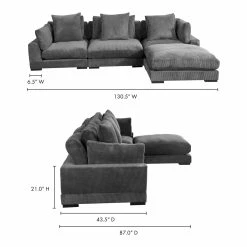 Moe's Home Collection Tumble Lounge Modular Sectional Charcoal Sectionals