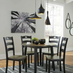 Signature Design By Ashley® Froshburg - Black - 5 Pc. - Drop Leaf Table, 4 Side Chairs Dining Room Sets