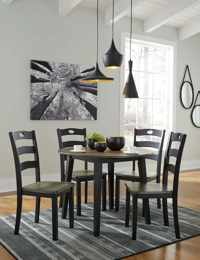 Deals 🧨 Signature Design By Ashley® Froshburg - Black - 5 Pc. - Drop Leaf Table, 4 Side Chairs Dining Room Sets 😉 3 Signature Design By Ashley® Froshburg - Black - 5 Pc. - Drop Leaf Table, 4 Side Chairs Dining Room Sets