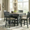 Signature Design By Ashley® Dining Room Sets Tyler Creek - Black/Gray - Rectangular Dining Room Counter Table, 4 Upholstered Barstools