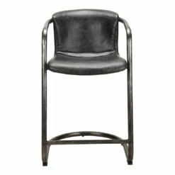 Moe's Home Collection Stools Freeman Counter Stool Onyx Black Leather -m2