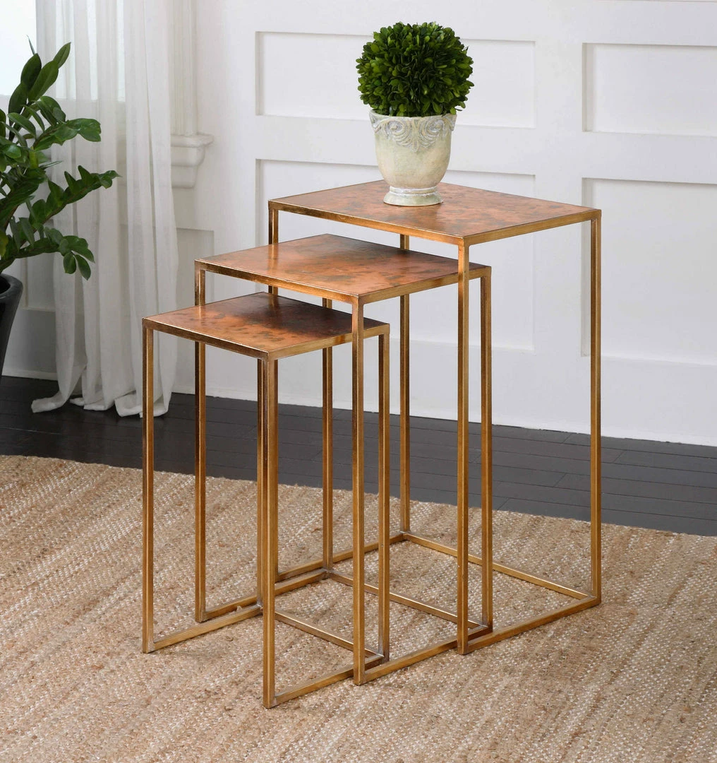 Outlet 🔔 Uttermost Copres Oxidized Nesting Tables Set/3 😉 4 Uttermost Copres Oxidized Nesting Tables Set/3